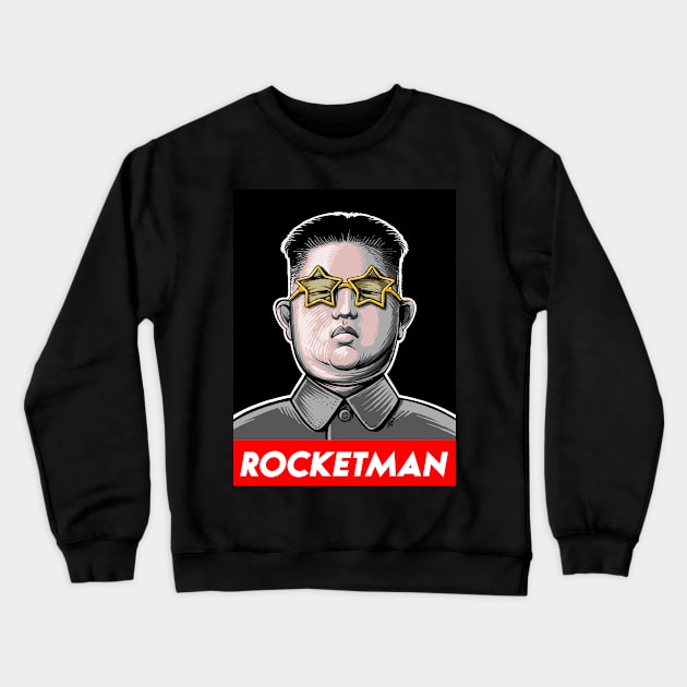 President Trump Kim Jong Un Rocket Man Crewneck Sweatshirt by vincentcarrozza
